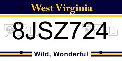 8JSZ724 West Virginia License Plate