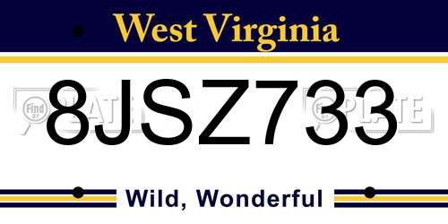 8JSZ733 West Virginia License Plate