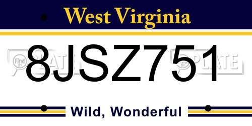 8JSZ751 West Virginia License Plate