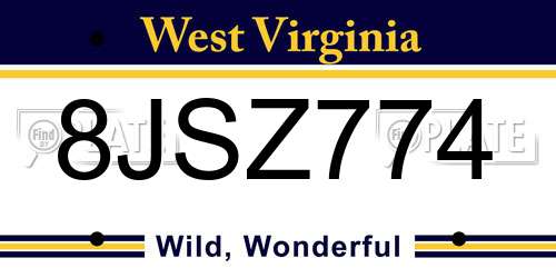 8JSZ774 West Virginia License Plate