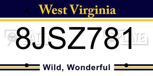 8JSZ781 West Virginia License Plate