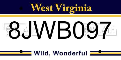 8JWB097 West Virginia License Plate