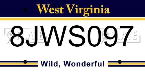 8JWS097 West Virginia License Plate