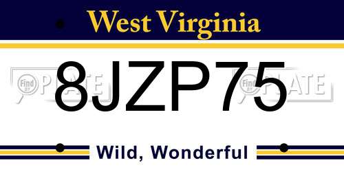 8JZP75 West Virginia License Plate