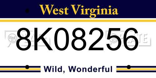 8K08256 West Virginia License Plate