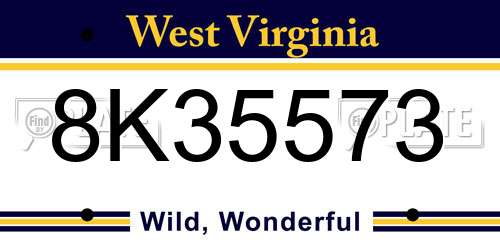 8K35573 West Virginia License Plate