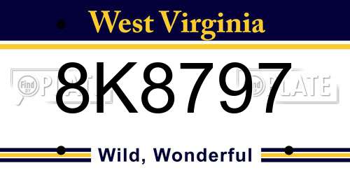 8K8797 West Virginia License Plate