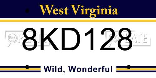 8KD128 West Virginia License Plate