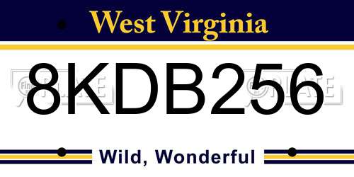 8KDB256 West Virginia License Plate
