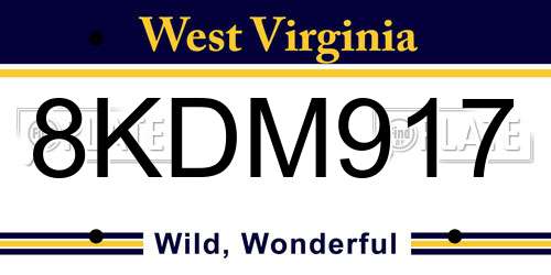 8KDM917 West Virginia License Plate