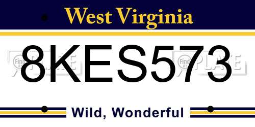 8KES573 West Virginia License Plate