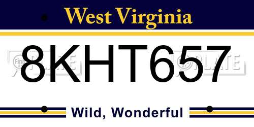 8KHT657 West Virginia License Plate