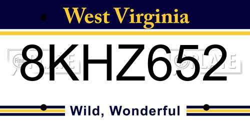 8KHZ652 West Virginia License Plate