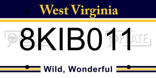 8KIB011 West Virginia License Plate