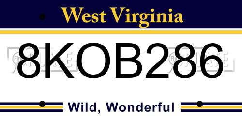 8KOB286 West Virginia License Plate