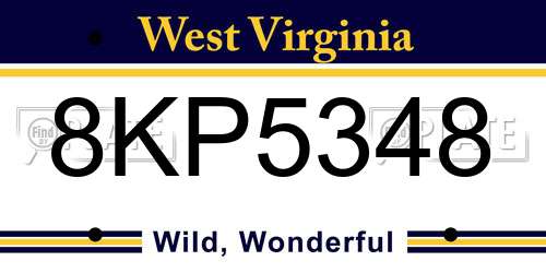 8KP5348 West Virginia License Plate