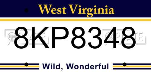 8KP8348 West Virginia License Plate