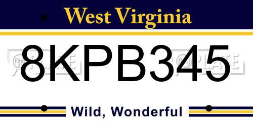 8KPB345 West Virginia License Plate