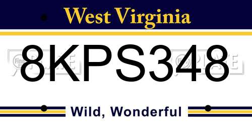 8KPS348 West Virginia License Plate