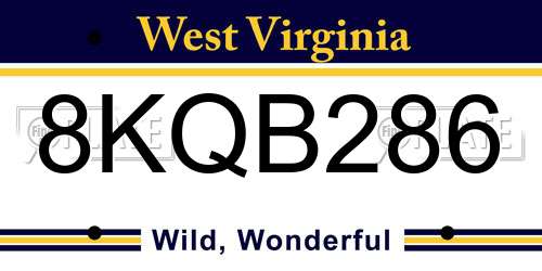 8KQB286 West Virginia License Plate
