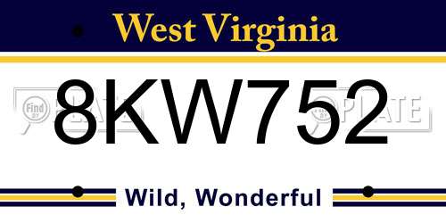 8KW752 West Virginia License Plate