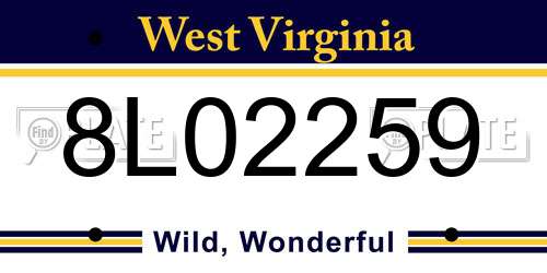 8L02259 West Virginia License Plate
