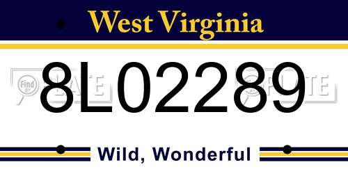 8L02289 West Virginia License Plate