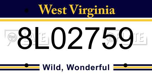 8L02759 West Virginia License Plate