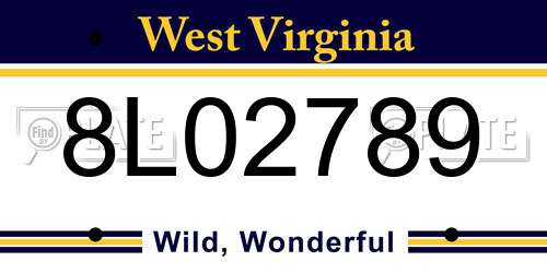 8L02789 West Virginia License Plate
