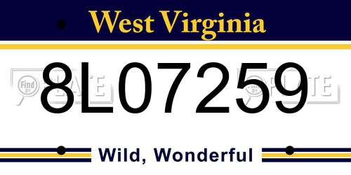 8L07259 West Virginia License Plate