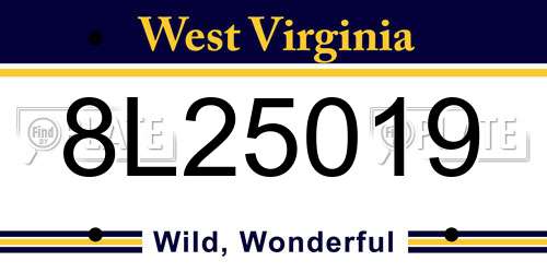 8L25019 West Virginia License Plate