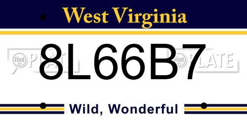 8L66B7 West Virginia License Plate