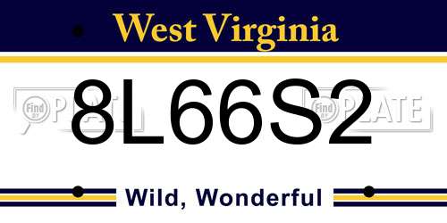 8L66S2 West Virginia License Plate