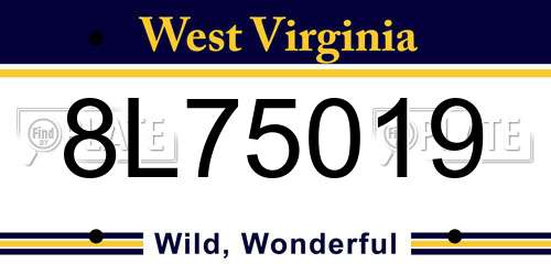 8L75019 West Virginia License Plate