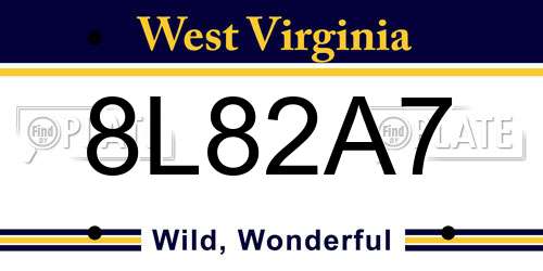 8L82A7 West Virginia License Plate