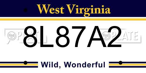 8L87A2 West Virginia License Plate