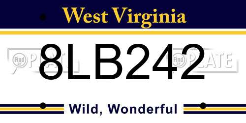 8LB242 West Virginia License Plate