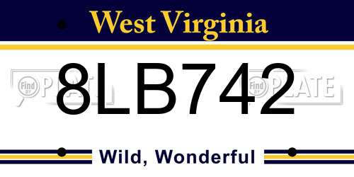 8LB742 West Virginia License Plate