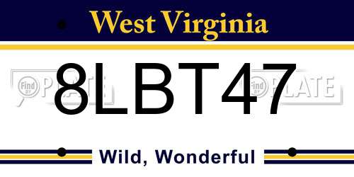 8LBT47 West Virginia License Plate