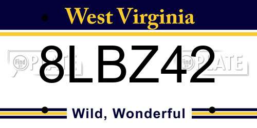 8LBZ42 West Virginia License Plate