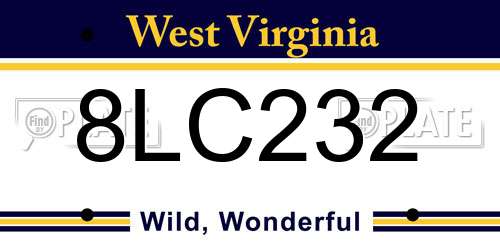 8LC232 West Virginia License Plate