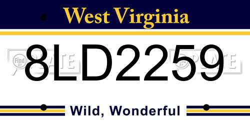 8LD2259 West Virginia License Plate