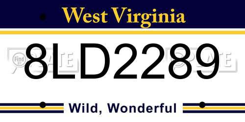8LD2289 West Virginia License Plate