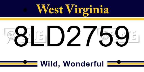 8LD2759 West Virginia License Plate