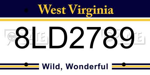8LD2789 West Virginia License Plate