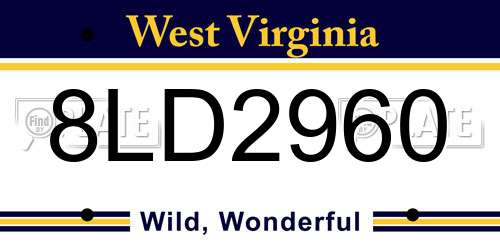 8LD2960 West Virginia License Plate