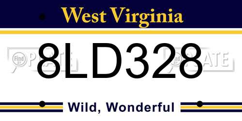 8LD328 West Virginia License Plate