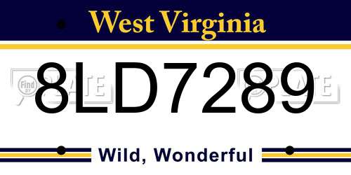 8LD7289 West Virginia License Plate