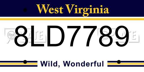 8LD7789 West Virginia License Plate