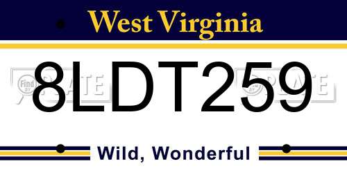 8LDT259 West Virginia License Plate